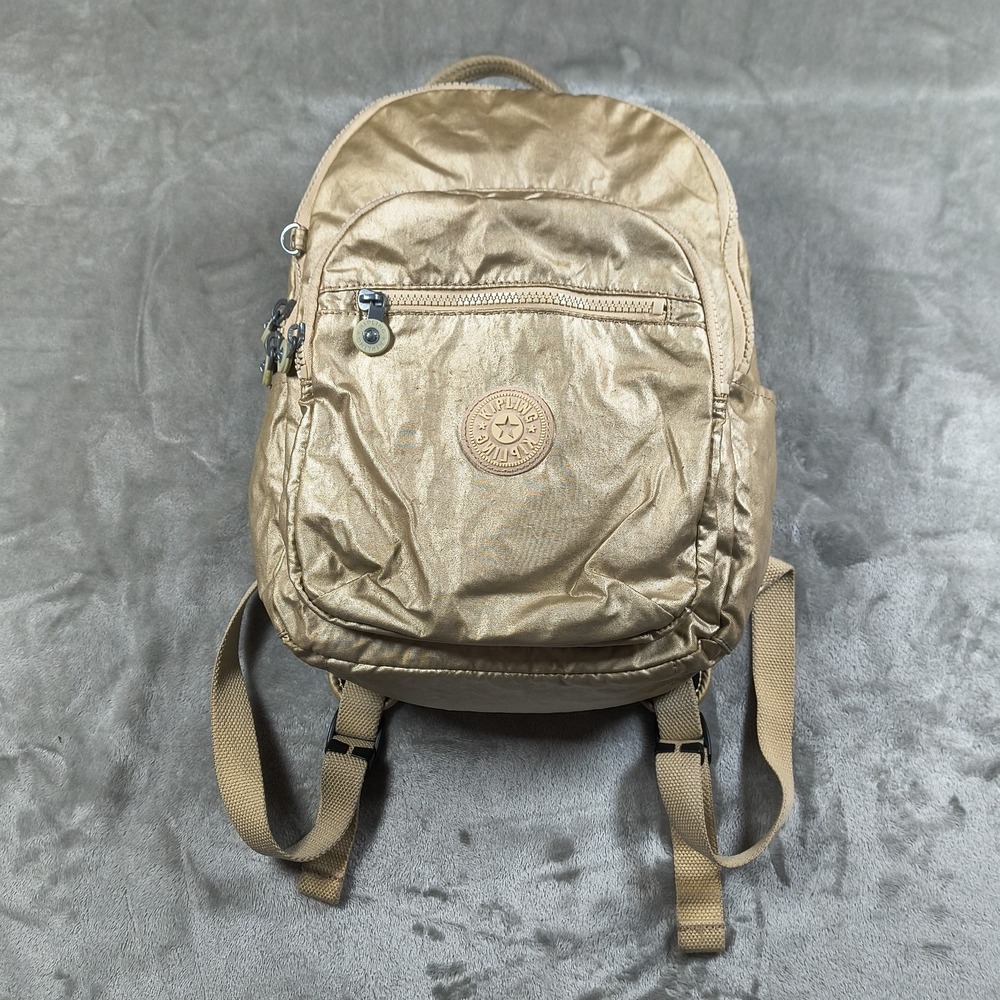 Kipling Seoul Backpack‎ Gold Laptop Sleeve Travel School Bag Commuter